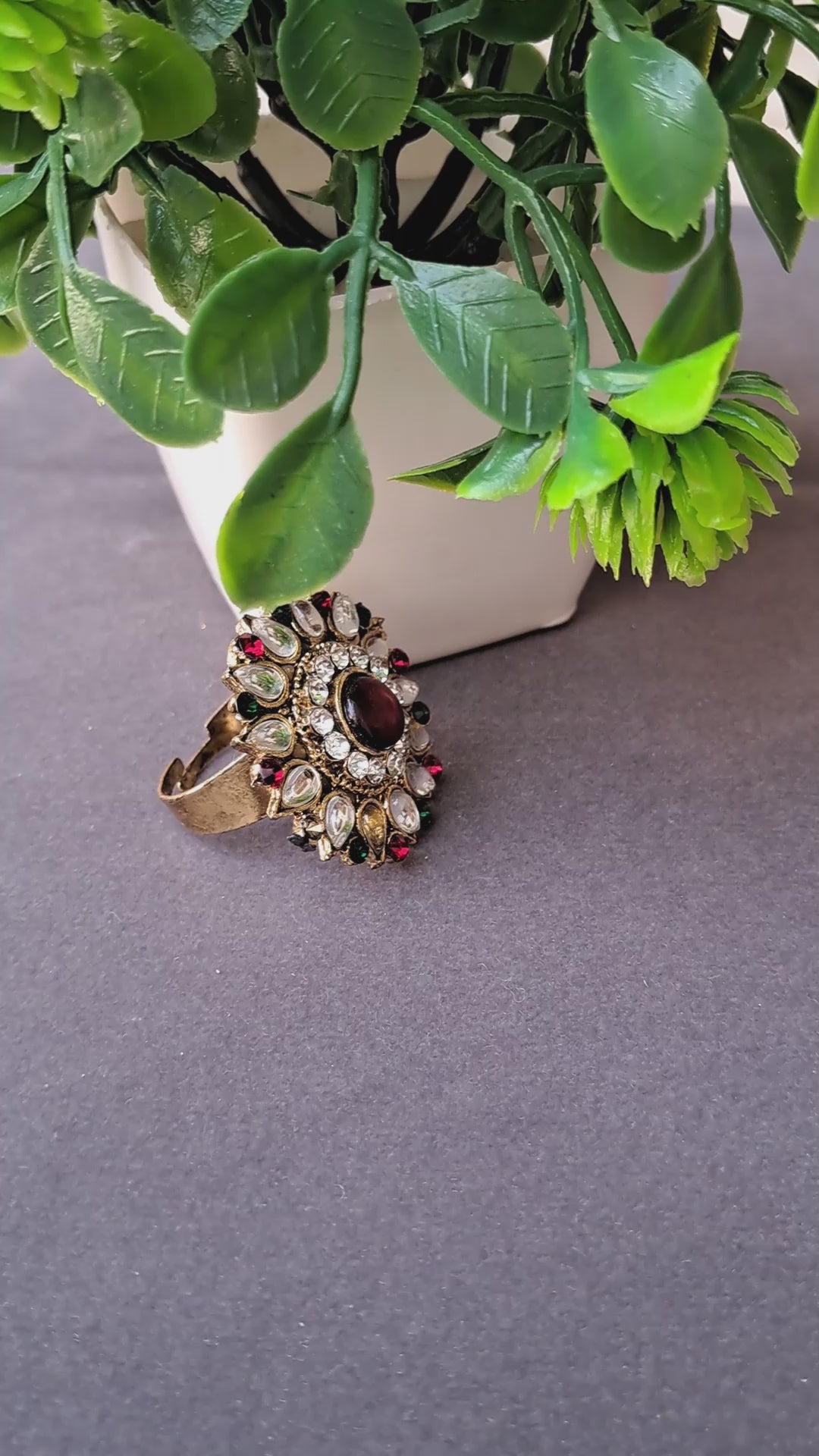 Golden Stone Stud Brass Ring Pack Of-1 (sku-rins247)