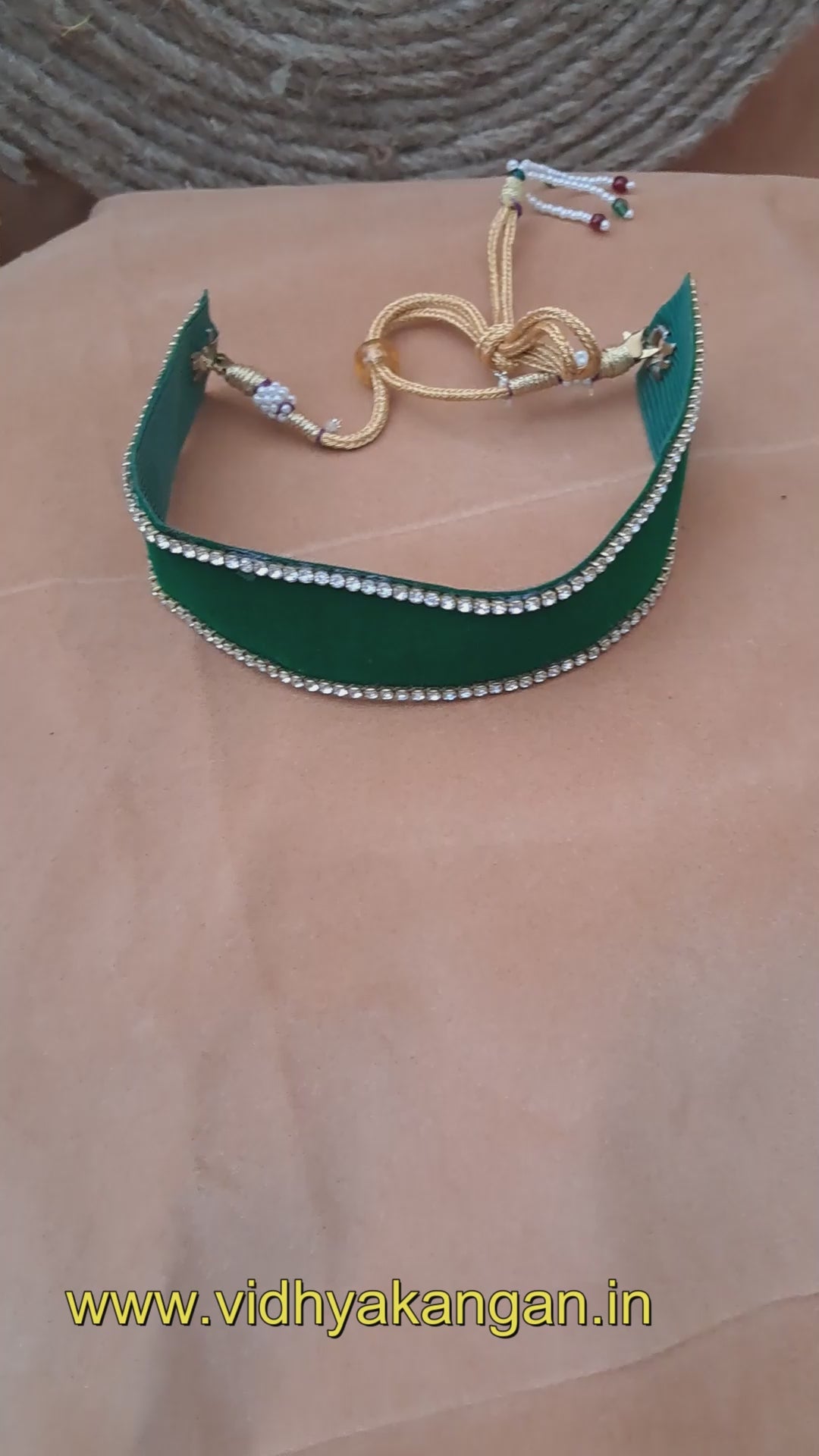 Stone Stud velvet Green Kanthi (sku-necs6441)