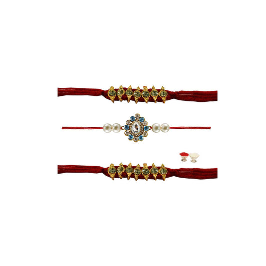 Multi Stone Stud-Handmade Beads Rakhi