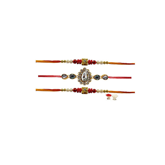 Multi Stone Stud-Handmade Beads Rakhi
