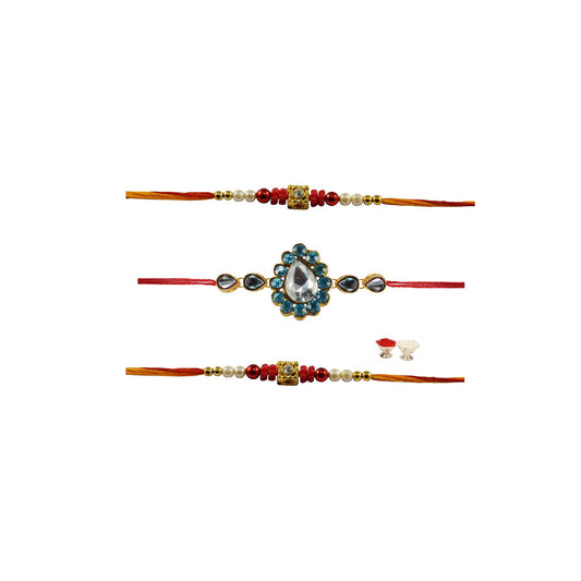 Multi Stone Stud-Handmade Beads Rakhi