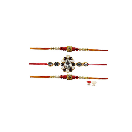 Multi Stone Stud-Handmade Beads Rakhi