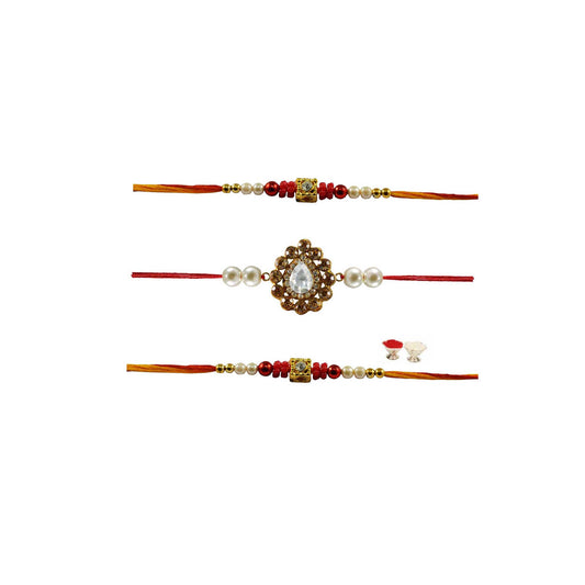 Multi Stone Stud-Handmade Beads Rakhi
