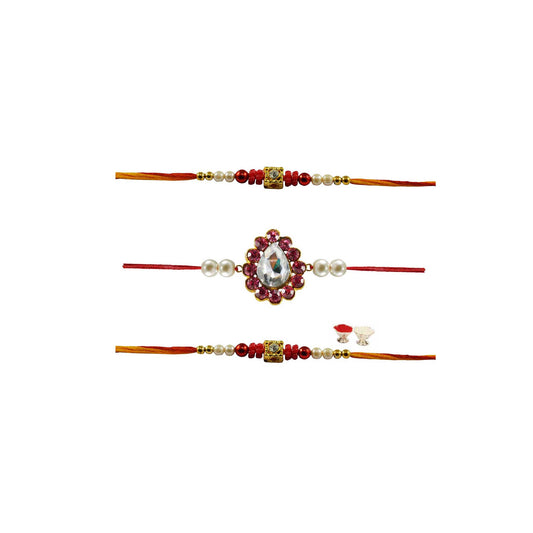 Multi Stone Stud-Handmade Beads Rakhi