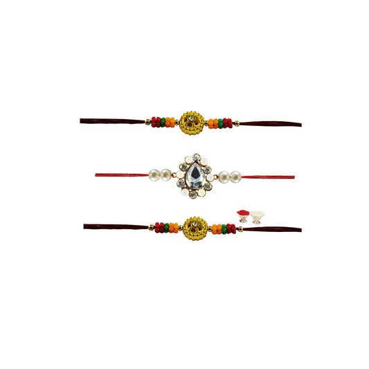 Multi Stone Stud-Handmade Beads Rakhi