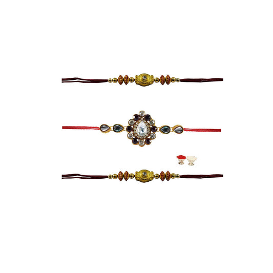 Multi Stone Stud-Handmade Beads Rakhi