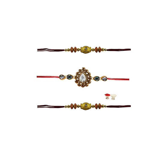 Multi Stone Stud-Handmade Beads Rakhi