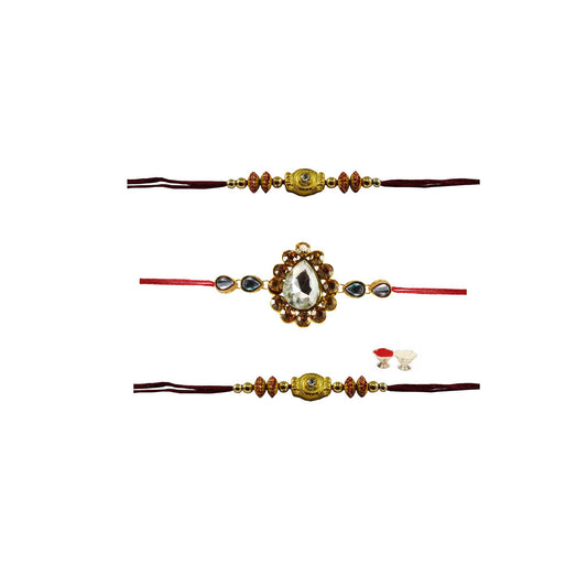 Multi Stone Stud-Handmade Beads Rakhi