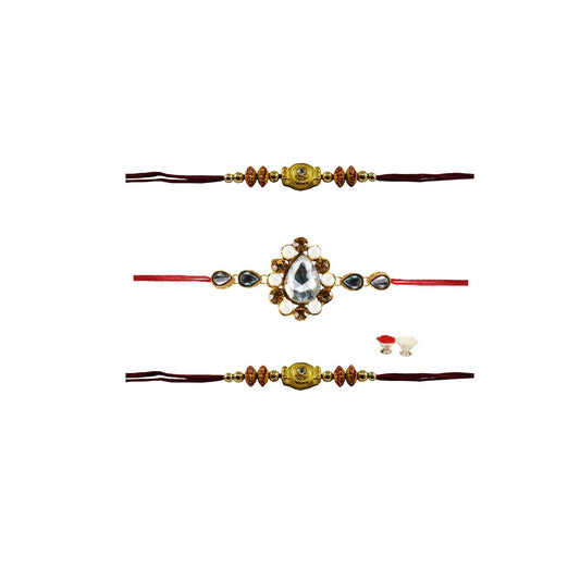 Multi Stone Stud-Handmade Beads Rakhi