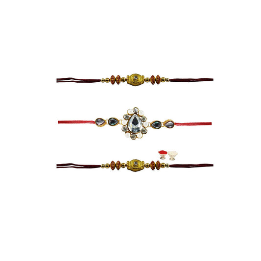 Multi Stone Stud-Handmade Beads Rakhi