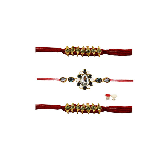 Multi Stone Stud-Handmade Beads Rakhi
