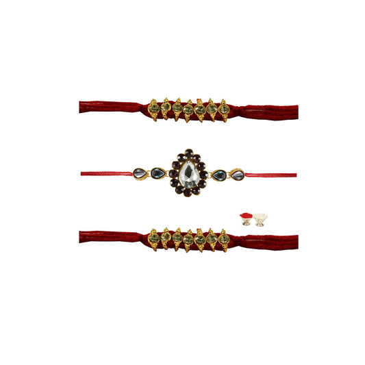 Multi Stone Stud-Handmade Beads Rakhi