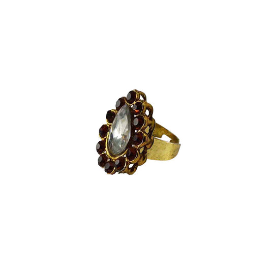 Multi Stone Stud-Gold Platted Brass Ring Pack Of-1 (sku-rin154)