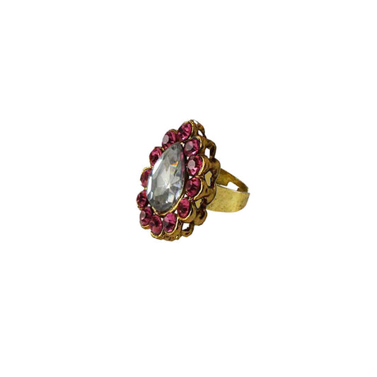 Multi Stone Stud-Gold Platted Brass Ring Pack Of-1 (sku-rin155)
