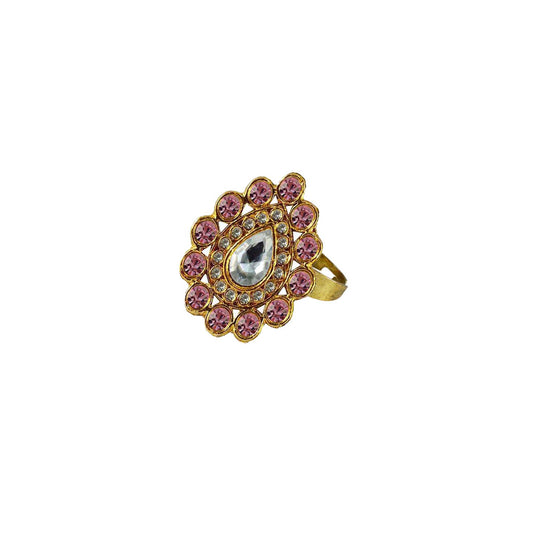 Multi Stone Stud-Gold Platted Brass Ring Pack Of-1 (sku-rin167)