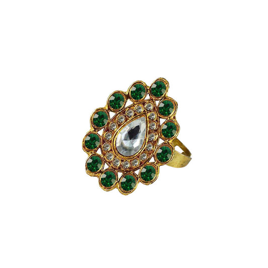 Multi Stone Stud-Gold Platted Brass Ring Pack Of-1 (sku-rin170)