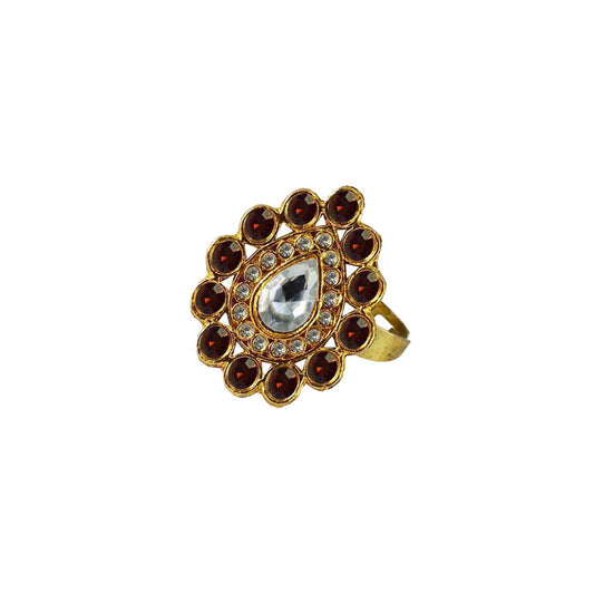 Multi Stone Stud-Gold Platted Brass Ring Pack Of-1 (sku-rin171)