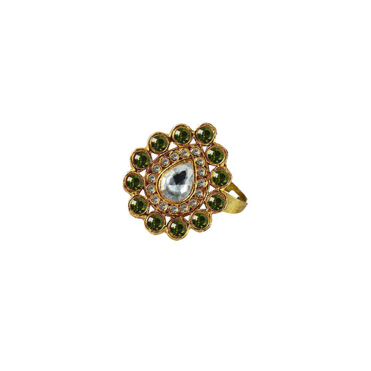 Multi Stone Stud-Gold Platted Brass Ring Pack Of-1 (sku-rin179)