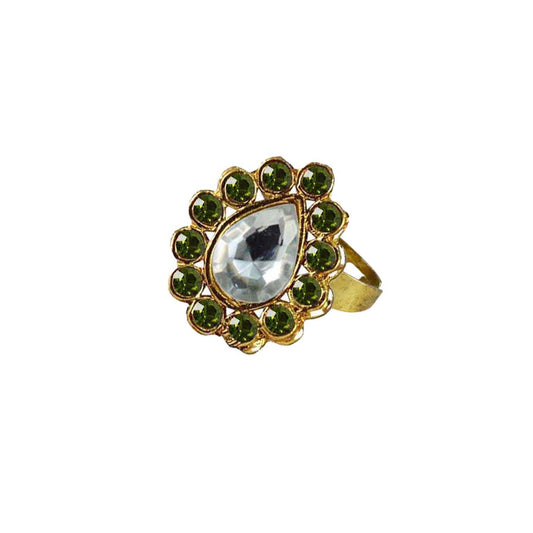 Multi Stone Stud-Gold Platted Brass Ring Pack Of-1 (sku-rin202)
