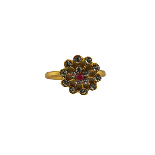 Multi Stone Stud-Gold Platted Brass Ring Pack Of-1 (sku-rin216)