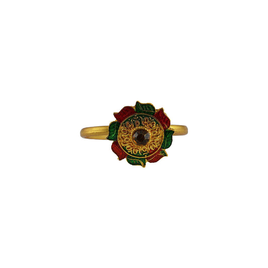 Multi Stone Stud-Gold Platted Brass Ring Pack Of-1 (sku-rin231)