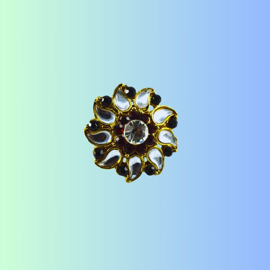 Stone Stud Golden Brass Adjustable Ring (sku-rin80)