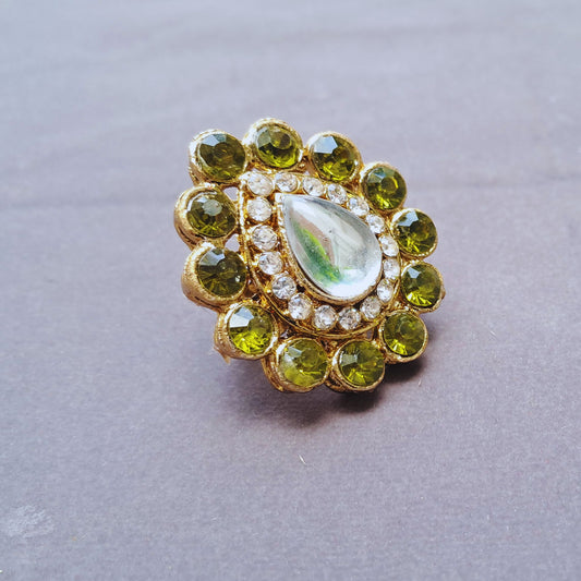Mhandi Stone Stud Brass Ring Pack Of-1 (sku-rins244)
