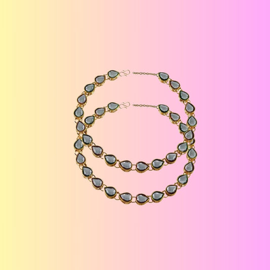 White  Stone Stud-Gold Platted Brass Anklet (Pack Of )(sku-ank112)