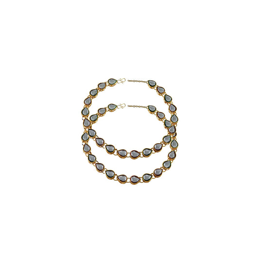 White  Stone Stud-Gold Platted Brass Anklet (Pack Of )(sku-ank112)