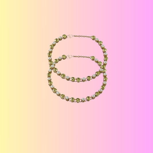 Multi Stone Stud-Gold Platted Brass Anklet (Pack Of )(sku-ank113)