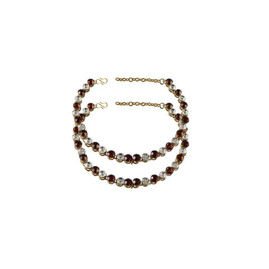 Multi Stone Stud-Gold Platted Brass Anklet (Pack Of  2)(sku-ank117)