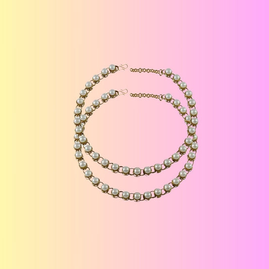 White  Moti-Gold Platted Brass Anklet (Pack Of  2)(sku-ank119)