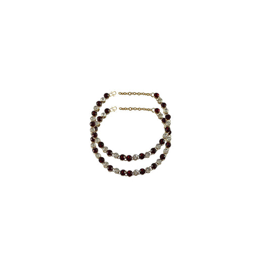 Multi Stone Stud-Gold Platted Brass Anklet (Pack Of  2)(sku-ank120)