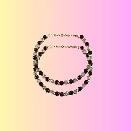 Multi Stone Stud-Gold Platted Brass Anklet (Pack Of  2)(sku-ank120)