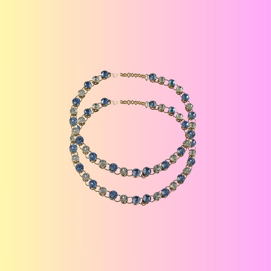 Multi Stone Stud-Gold Platted Brass Anklet (Pack Of  2)(sku-ank121)