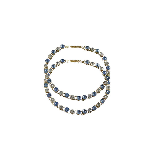 Multi Stone Stud-Gold Platted Brass Anklet (Pack Of  2)(sku-ank121)