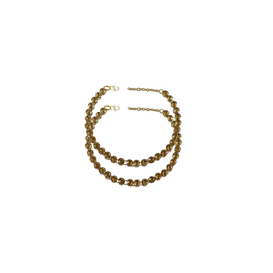 Golden  Stone Stud-Gold Platted Brass Anklet (Pack Of  2)(sku-ank128)