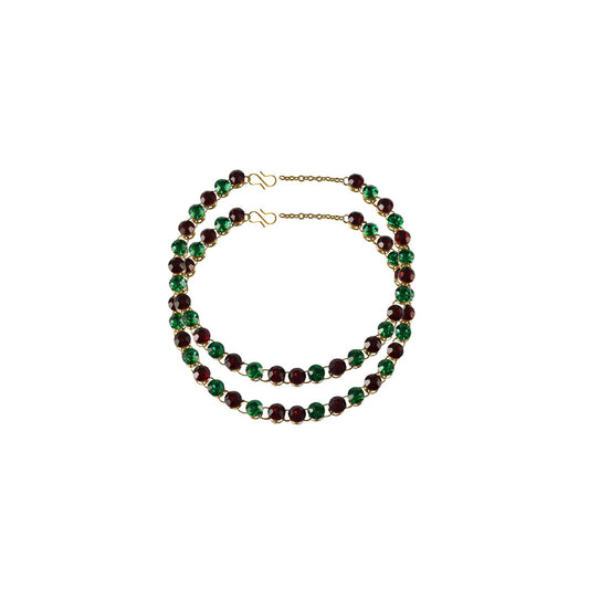 Multi Stone Stud-Gold Platted Brass Anklet (Pack Of  2)(sku-ank130)