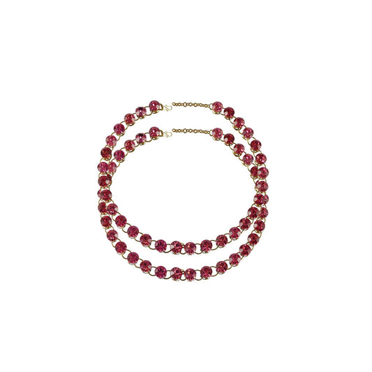 Pink Stone Stud-Gold Platted Brass Anklet (Pack Of  2)(sku-ank133)