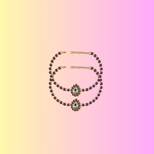 Jamani Stone Stud-Gold Platted Brass Anklet (Pack Of  2)(sku-ank211)