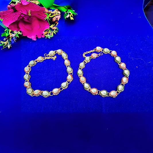Multi Kunden Stud  Brass Anklet Pack Of-2 (sku-anks329)