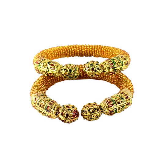 Golden Moti Brass Bangle (Pack Of 2) (sku-ban1112)