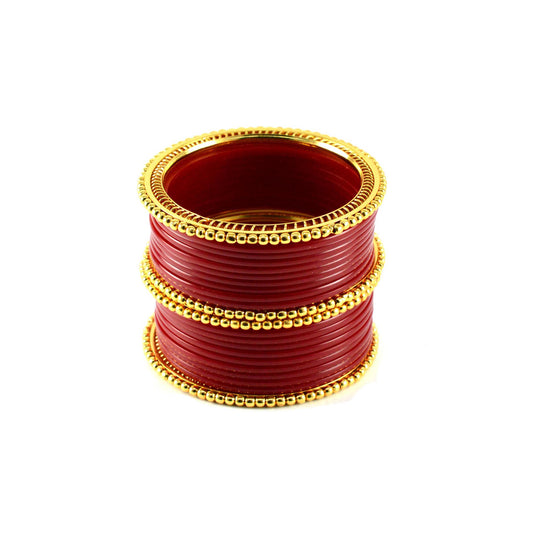 Red Gold Platted  Acrylic-Brass Bangle With Extra Large Size  (Pack Of 22) (sku-ban1200)