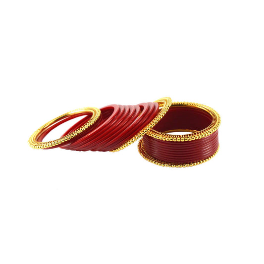 Red Gold Platted  Acrylic-Brass Bangle With Extra Large Size  (Pack Of 22) (sku-ban1200)