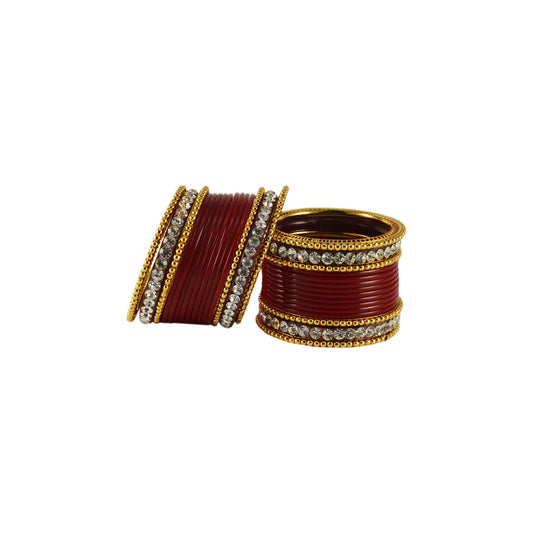 Red Gold Platted  Acrylic-Brass Bangle With Extra Large Size  Pack Of-30 (sku-ban1213)