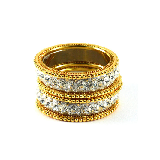 White Stone Brass Bangle With Extra Large Size  (Pack Of 6) (sku-ban1218)