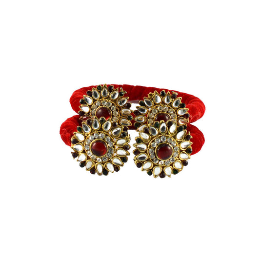Red Stone Acrylic-Brass Bangle (Pack Of 2) (sku-ban1255)