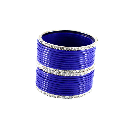 Blue Stone Acrylic-Brass Bangle With Extra Large Size  (Pack Of 22) (sku-ban1274)
