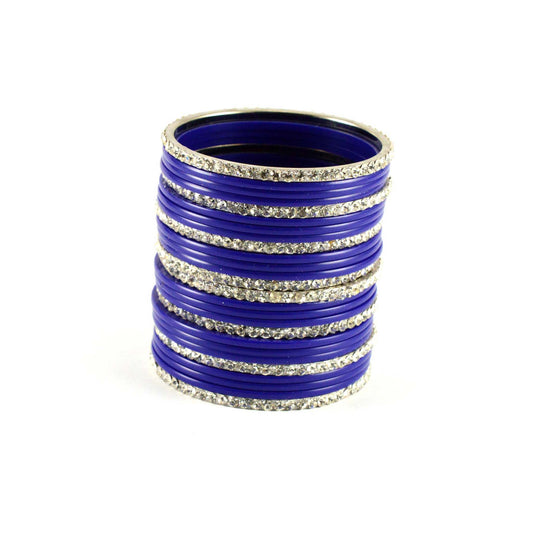 Blue Stone Acrylic-Brass Bangle With Extra Large Size  (Pack Of 26) (sku-ban1275)