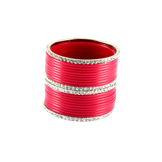 Gajari Stone Acrylic-Brass Bangle With Extra Large Size  (Pack Of 22) (sku-ban1282)